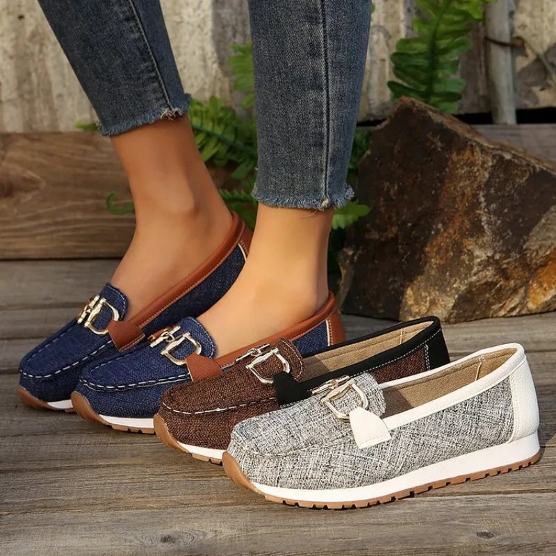 Avery Denim Buckle Loafers for Sensitive Feet