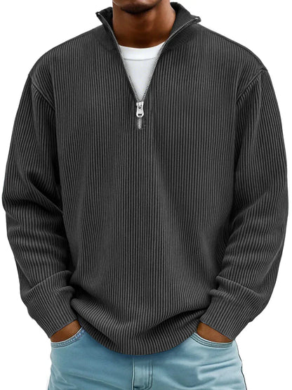 MONTIER Ribbed Quarter-Zip Sweater