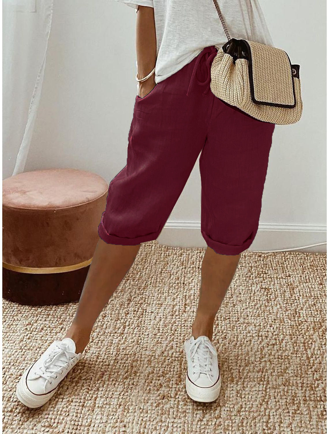 AUBREY COTTON LINEN CAPRI PANTS