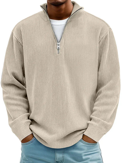 MONTIER Ribbed Quarter-Zip Sweater