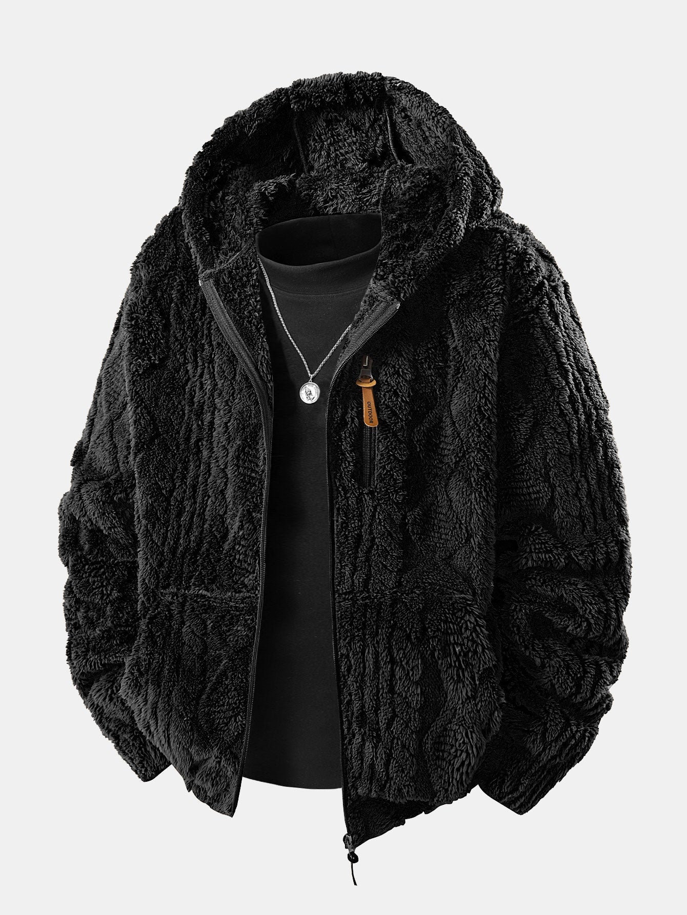 Geometric Jacquard Teddy Hoodie