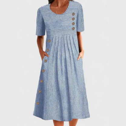 STRIARA COMFORT STRIPED MIDI DRESS