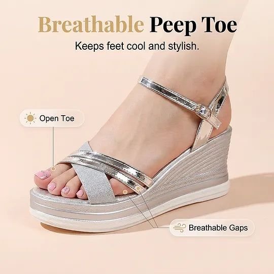 Women's Open-Toe Wedge Sandals – Comfortable & Height-Enhancing