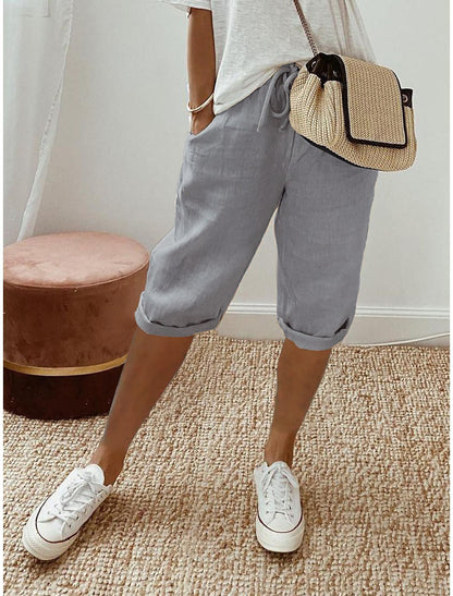 AUBREY COTTON LINEN CAPRI PANTS