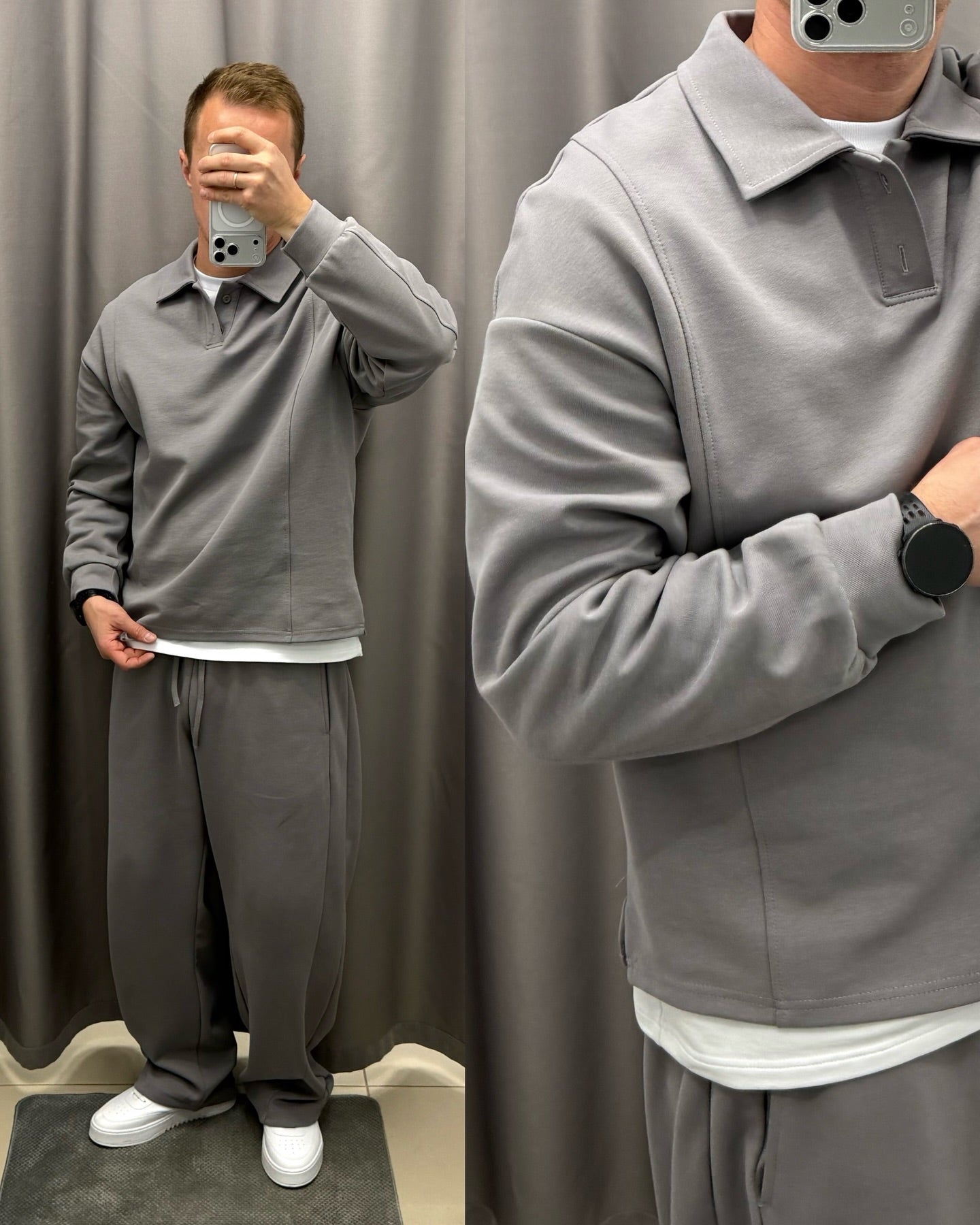Premium Heavyweight Polo & Wide-Leg Pants