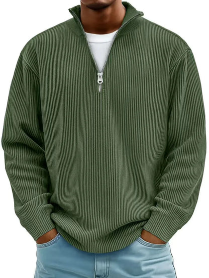 MONTIER Ribbed Quarter-Zip Sweater