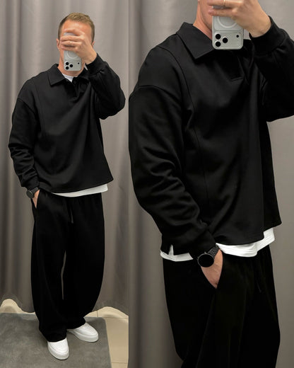 Premium Heavyweight Polo & Wide-Leg Pants
