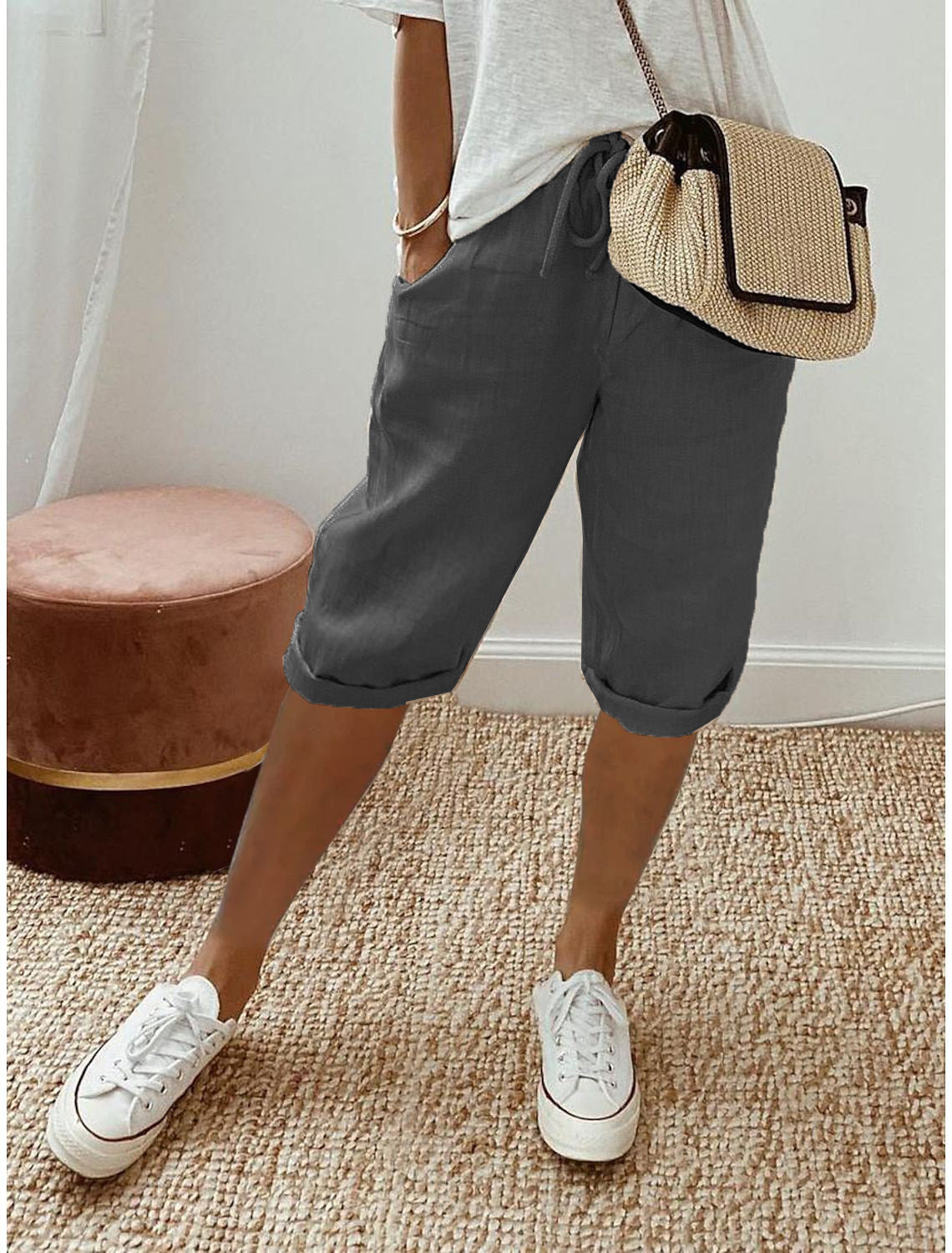 AUBREY COTTON LINEN CAPRI PANTS