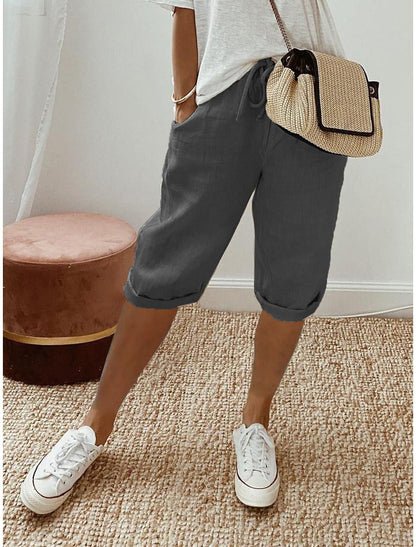 AUBREY COTTON LINEN CAPRI PANTS