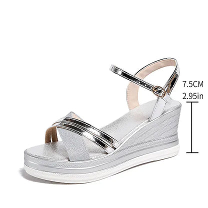 Women's Open-Toe Wedge Sandals – Comfortable & Height-Enhancing