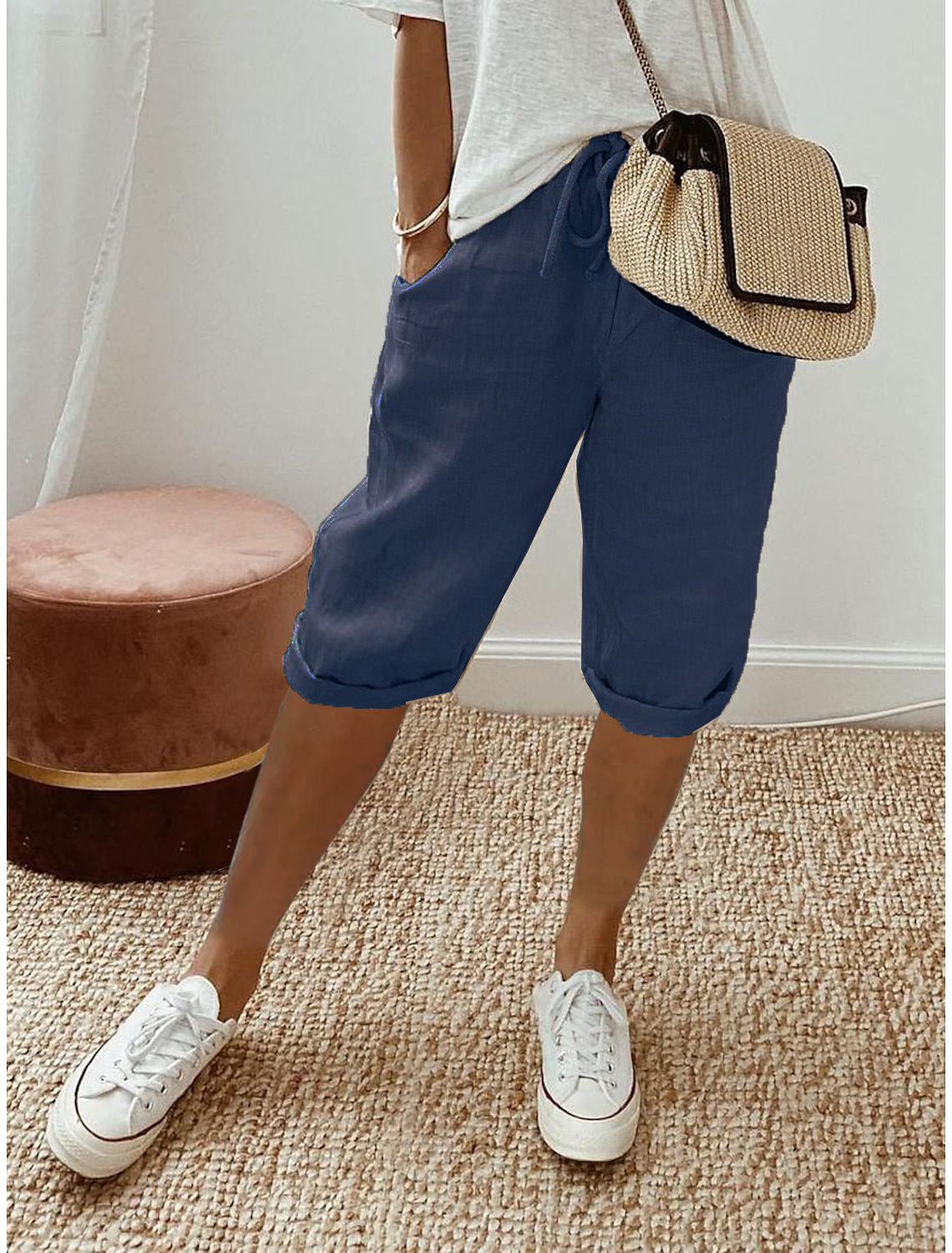 AUBREY COTTON LINEN CAPRI PANTS
