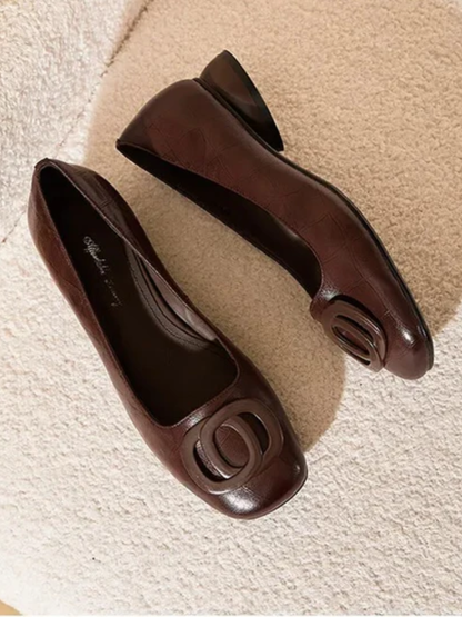 Sophie Square-Toe Leather Ballet Flats