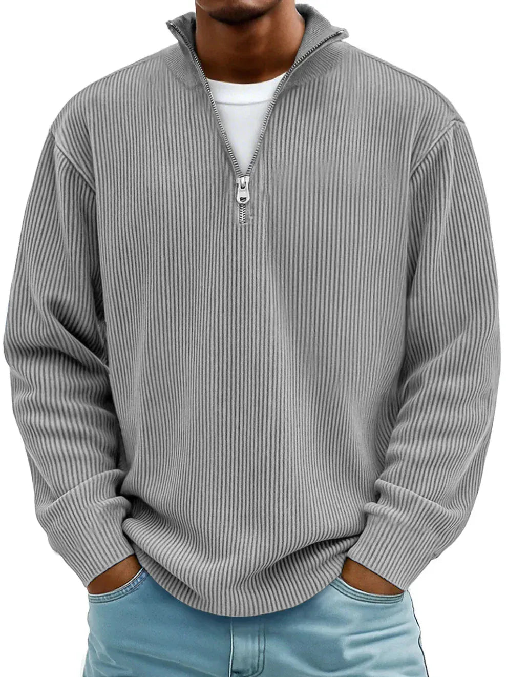 MONTIER Ribbed Quarter-Zip Sweater