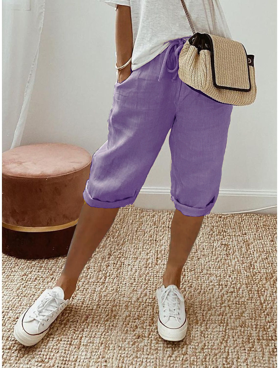 AUBREY COTTON LINEN CAPRI PANTS