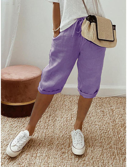 AUBREY COTTON LINEN CAPRI PANTS