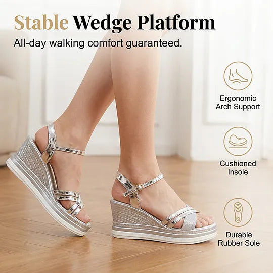 Women's Open-Toe Wedge Sandals – Comfortable & Height-Enhancing