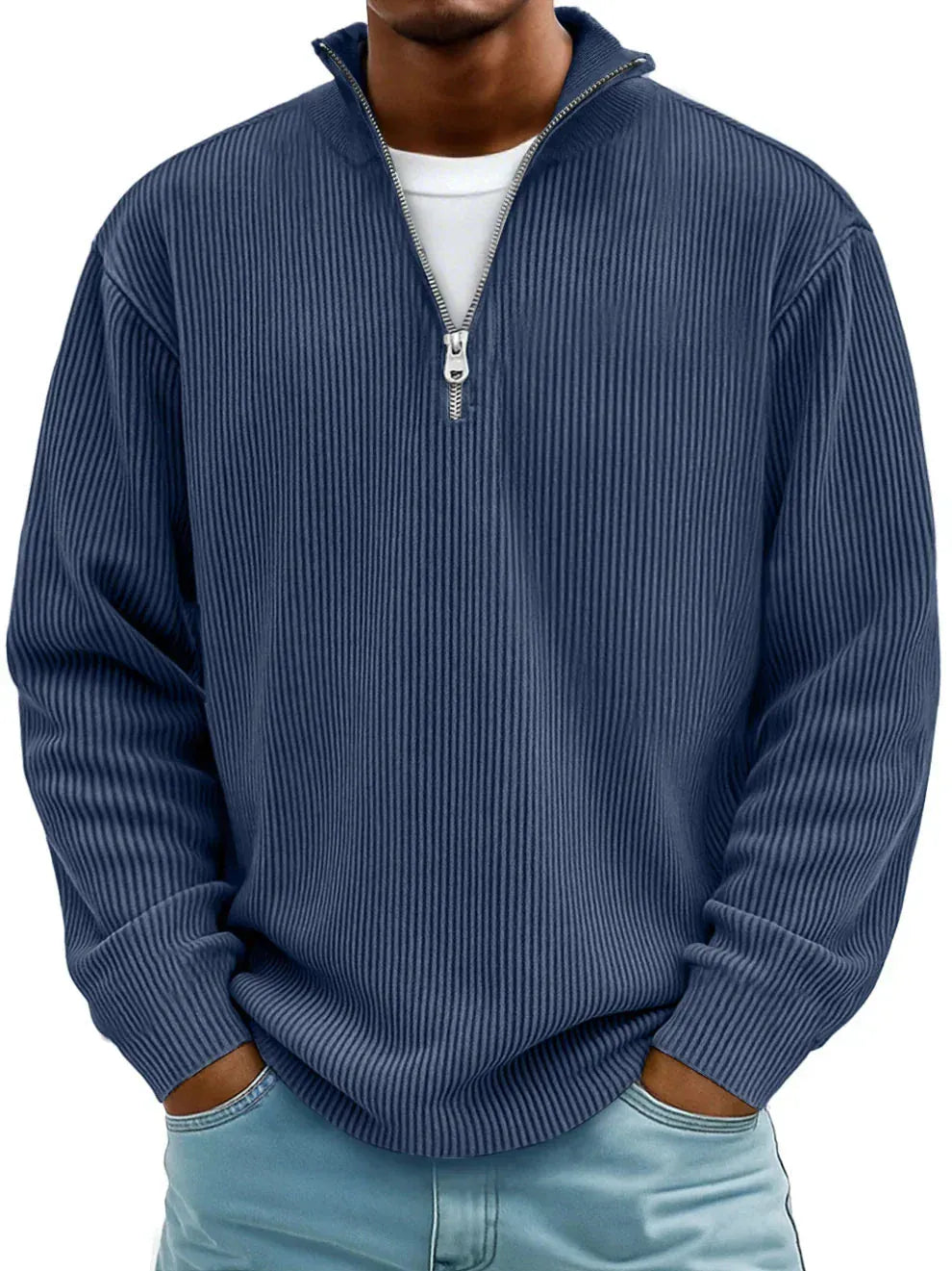 MONTIER Ribbed Quarter-Zip Sweater