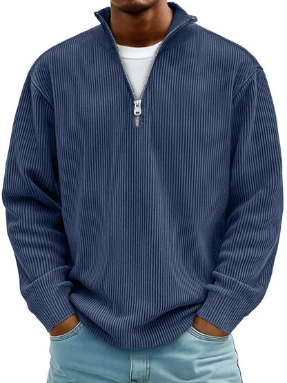 MONTIER Ribbed Quarter-Zip Sweater