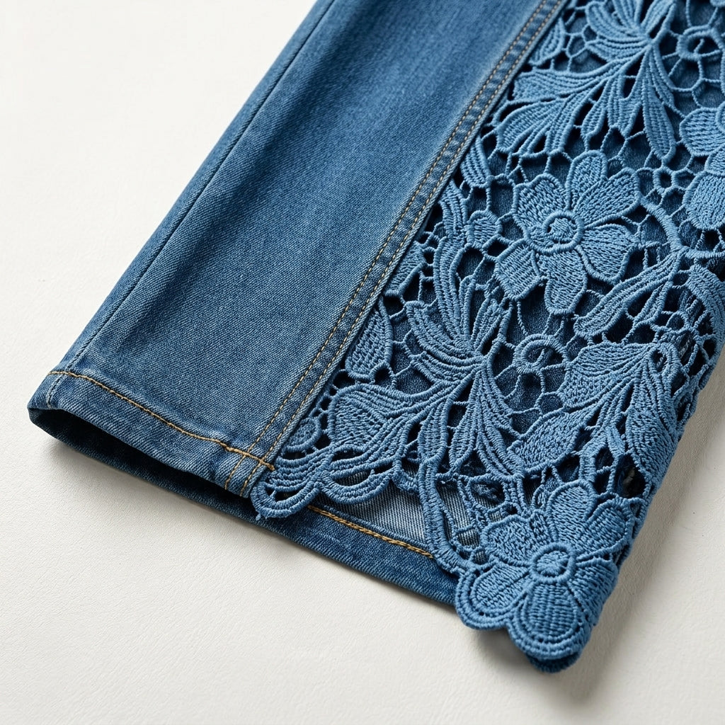 Aria High-Waist Lace Cutout Jeans