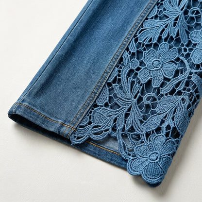 Aria High-Waist Lace Cutout Jeans