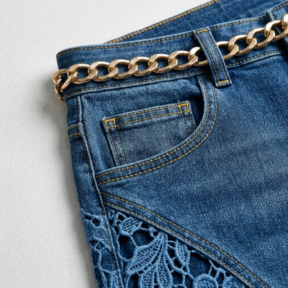 Aria High-Waist Lace Cutout Jeans