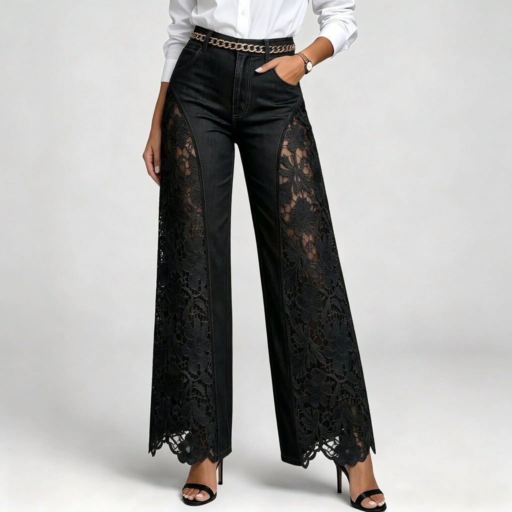 Aria High-Waist Lace Cutout Jeans