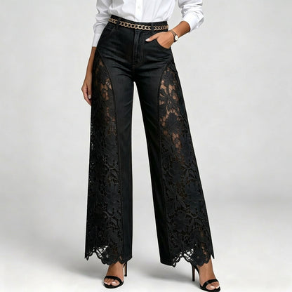 Aria High-Waist Lace Cutout Jeans