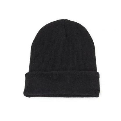 Ribbed Knit Beanie — Black