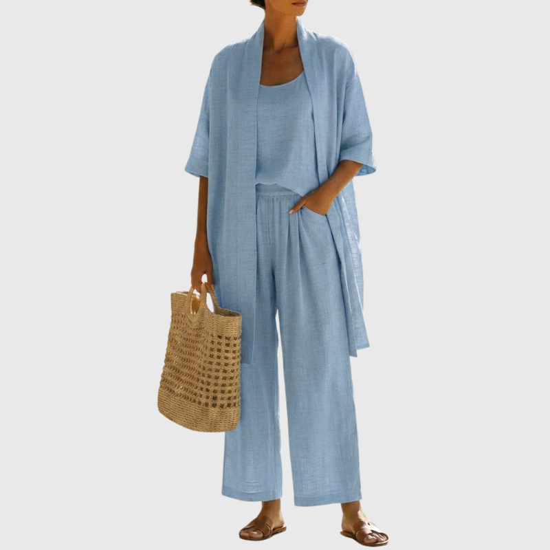 Olivia | Lightweight & Breathable Linen-Cotton Three Piece Set