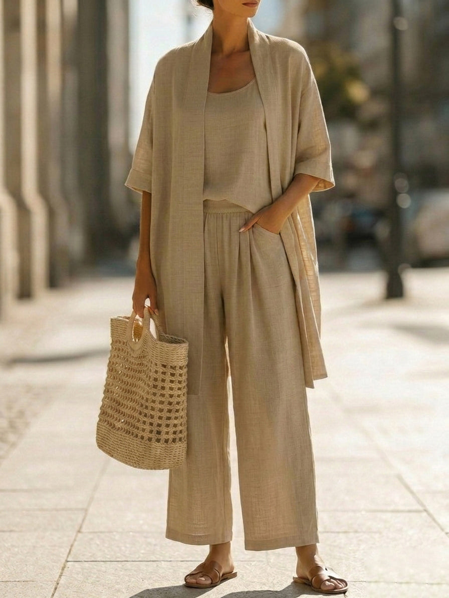 Olivia | Lightweight & Breathable Linen-Cotton Three Piece Set