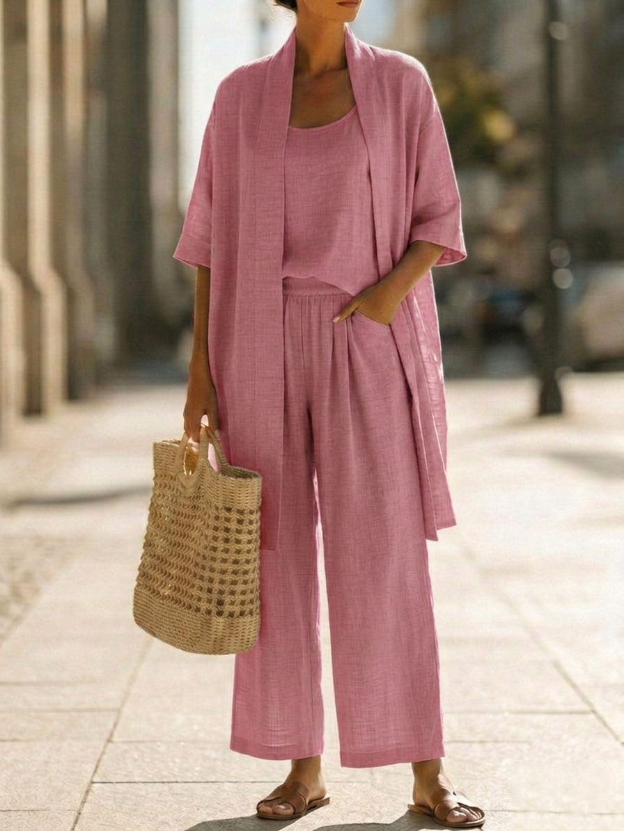 Olivia | Lightweight & Breathable Linen-Cotton Three Piece Set