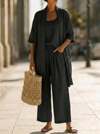 Olivia | Lightweight & Breathable Linen-Cotton Three Piece Set