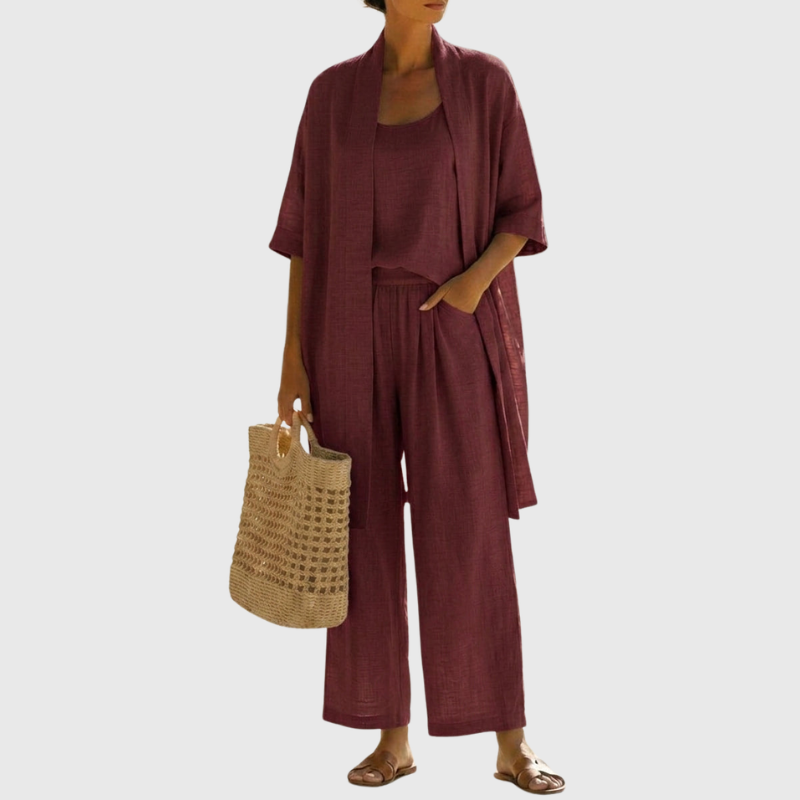 Olivia | Lightweight & Breathable Linen-Cotton Three Piece Set