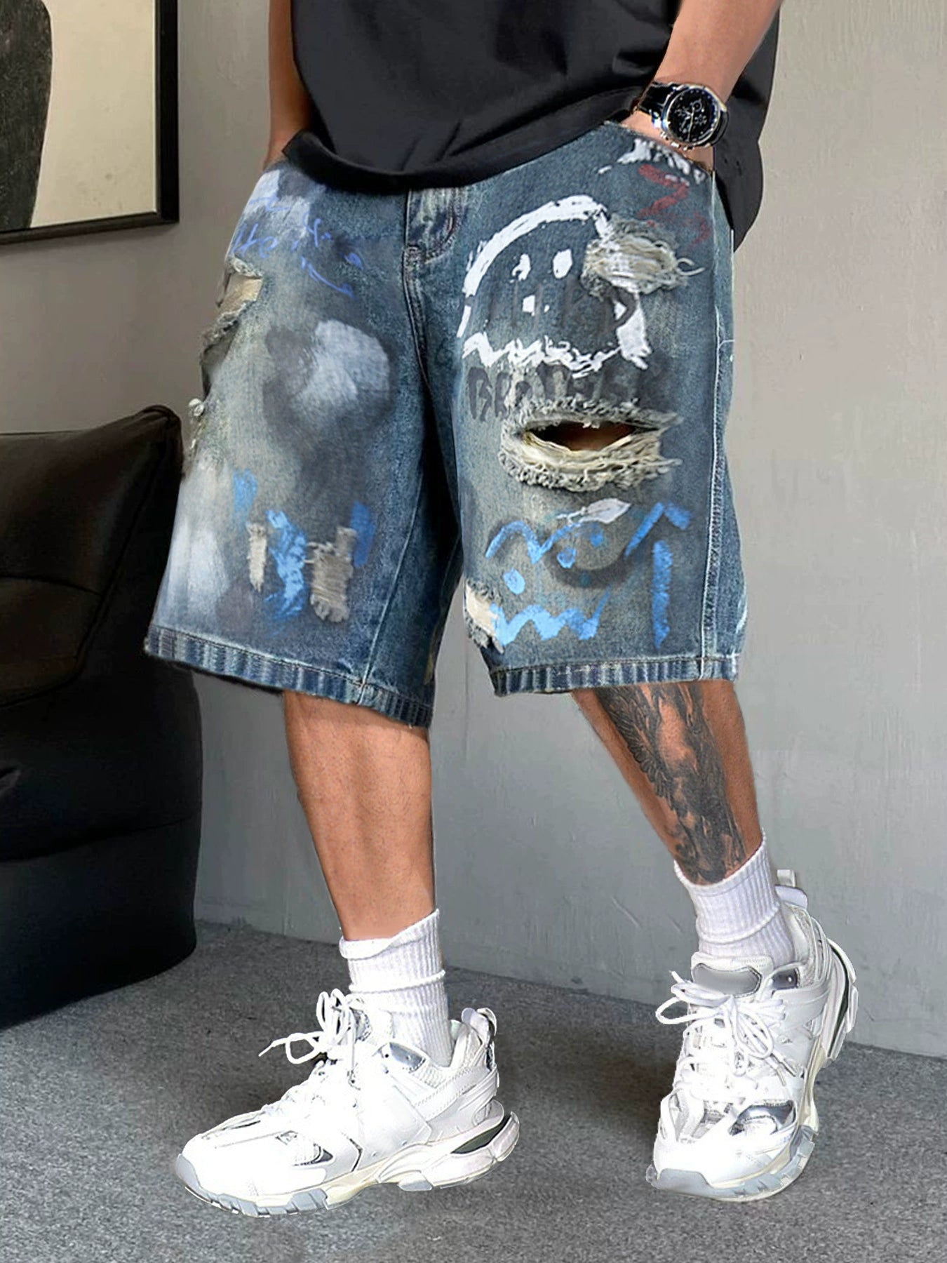 BECKETT PAINT SPLASH DENIM SHORTS