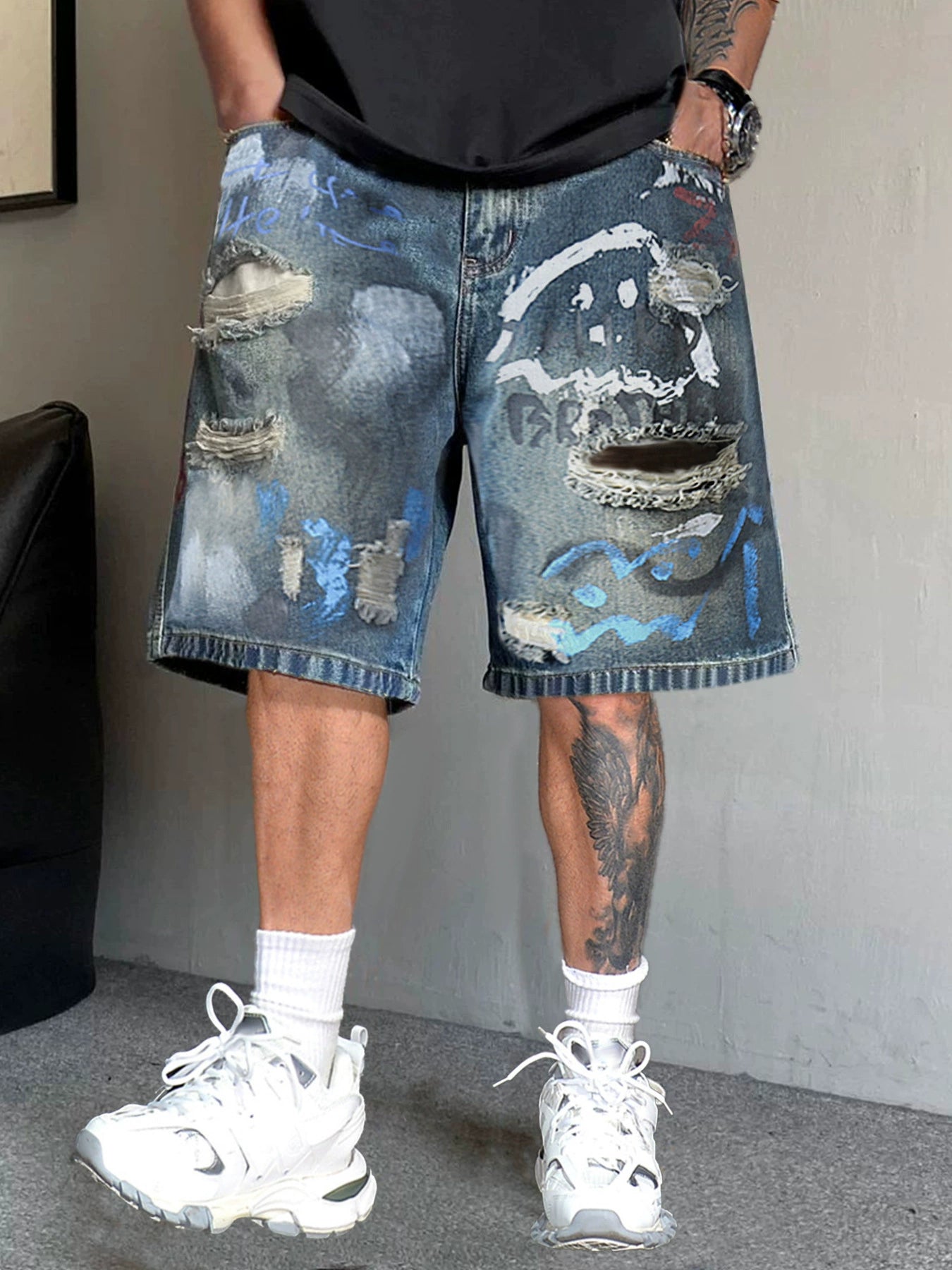 BECKETT PAINT SPLASH DENIM SHORTS