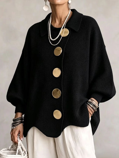 Victoire | Oversized Gold-Button Cardigan