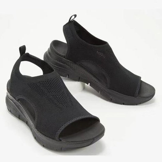 VELORA LOW HEEL PEEP-TOE SANDALS