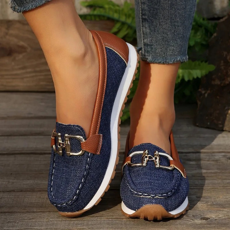 Avery Denim Buckle Loafers for Sensitive Feet