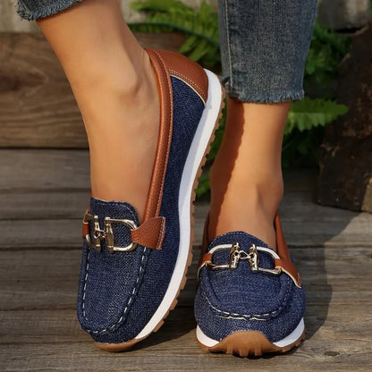 Avery Denim Buckle Loafers for Sensitive Feet