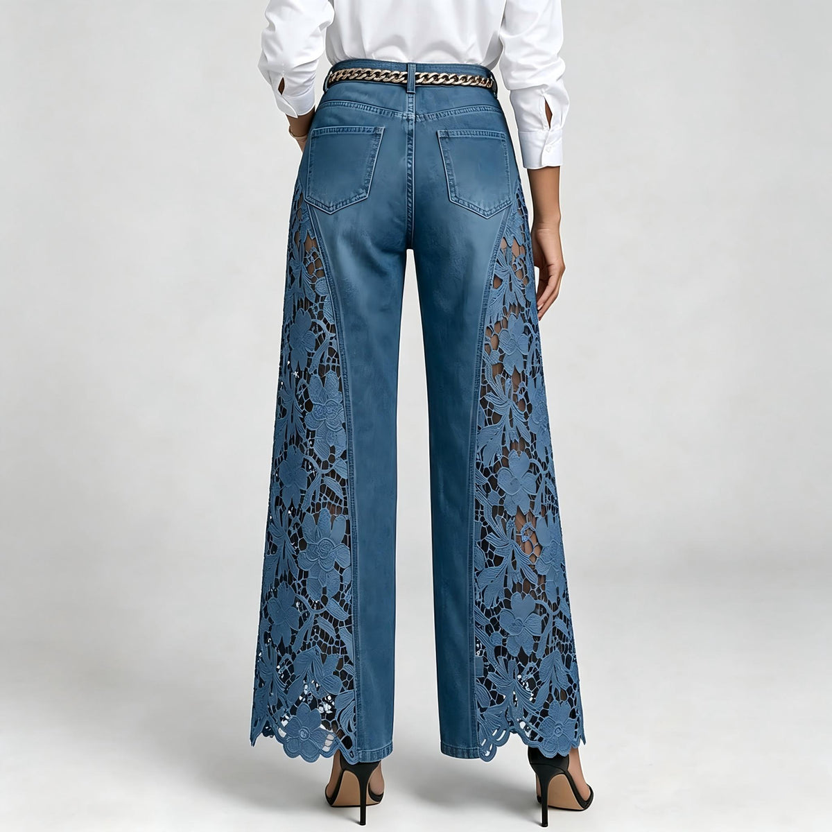 Aria High-Waist Lace Cutout Jeans