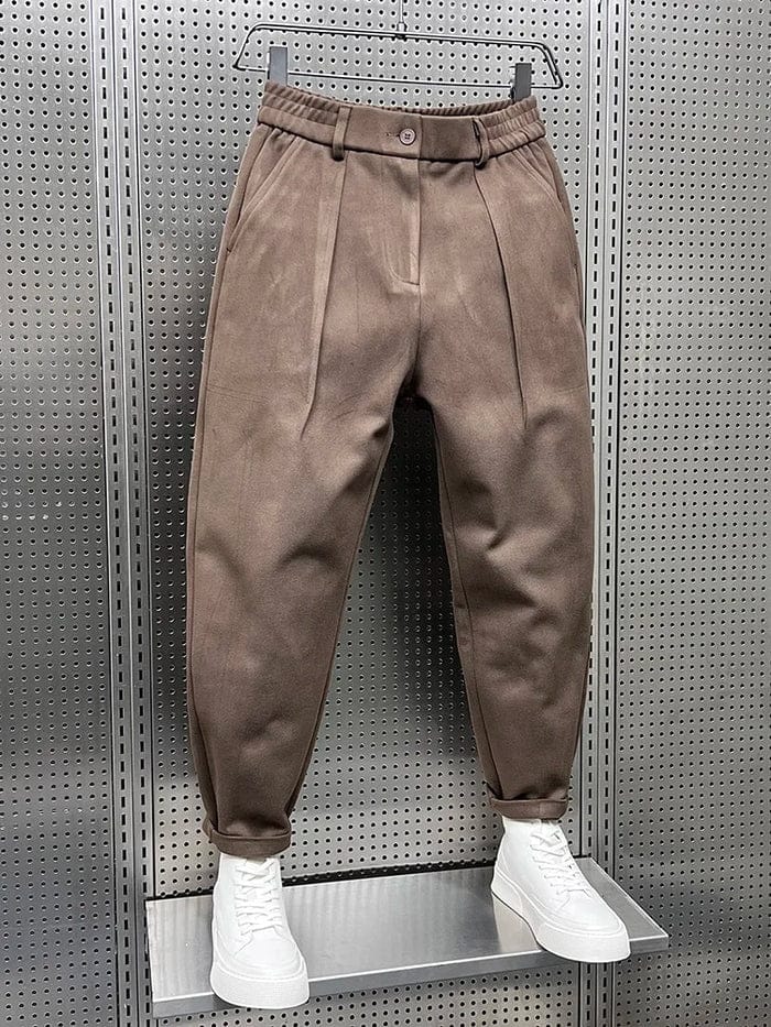 Brushed Cotton Pleated Trousers