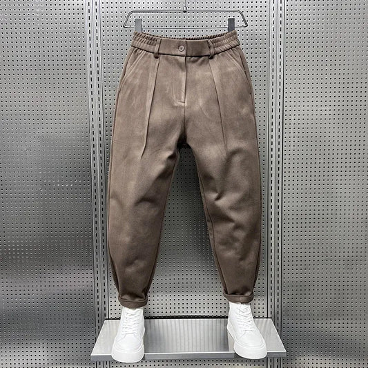 Brushed Cotton Pleated Trousers