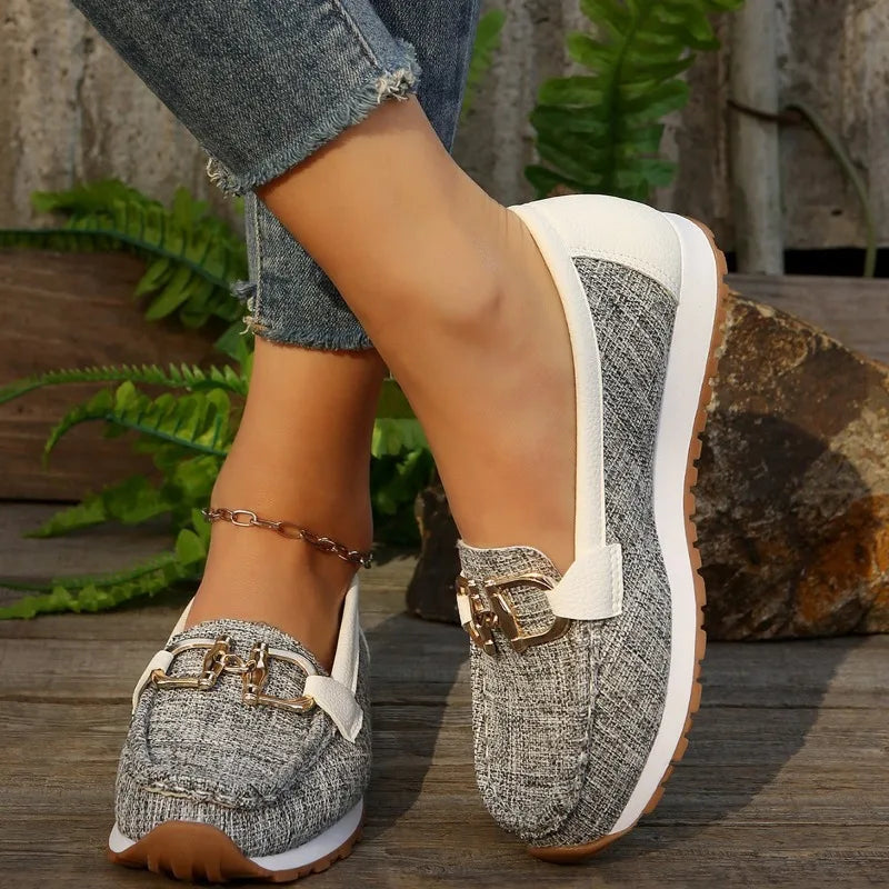 Avery Denim Buckle Loafers for Sensitive Feet