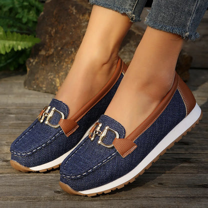 Avery Denim Buckle Loafers for Sensitive Feet