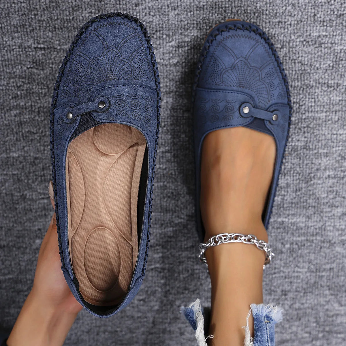 Margot Vintage Stitched Loafers for Sensitive Feet