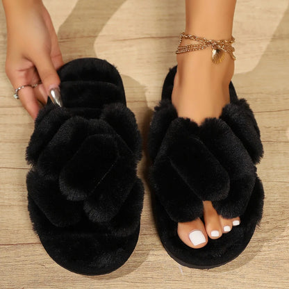Luna Fluffy Cross Slippers