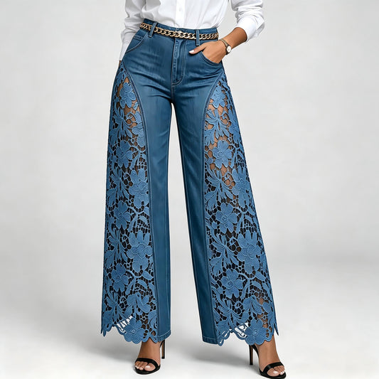 Aria High-Waist Lace Cutout Jeans