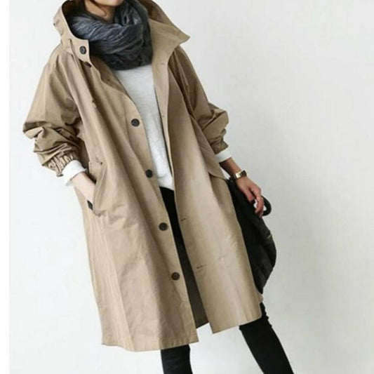 Windproof Women's Trench Coat – Midi-Length