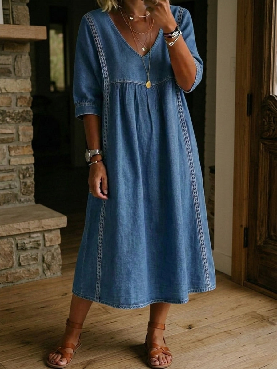 Luna Lace Denim Dress