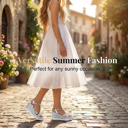 Women's Open-Toe Wedge Sandals – Comfortable & Height-Enhancing